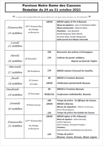 NDC semaine du 24 au 31 octobre 2021