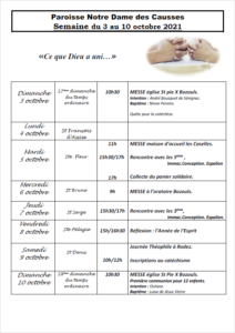 NDC semaine du 3 au 10 octobre 2021