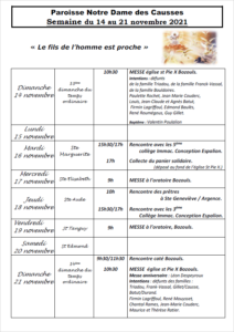 NDC semaine du 14 au 21 novembre 2021