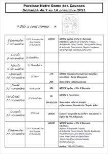 NDC semaine du 7 au 14 novembre 2021