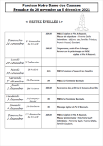 NDC semaine du 28 novembre au 5 décembre 2021